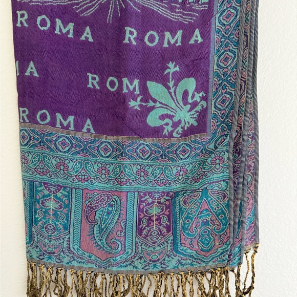 Roma Purple and Teal Cityscape Scarf - Picture 1 of 3